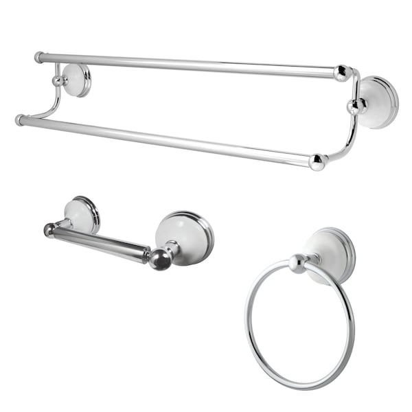 Victorian 3-Piece Bathroom Accessory Set, Chrome